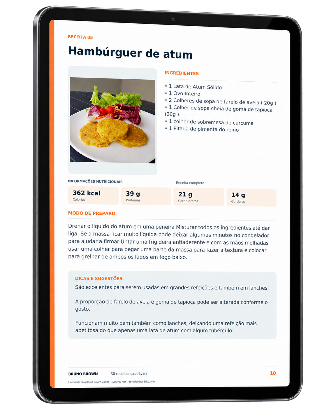 Receita 05, Hambúrguer de atum: ingredientes, tabela nutricional, modo de preparo e dicas do nutricionista